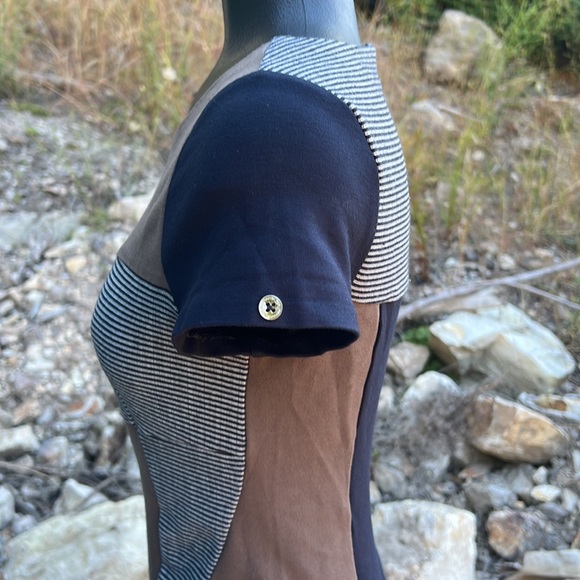 Stripes and Color Block Mini/Midi Dress Stylish Zip Up Bodycon by Penny Black M - Picture 3 of 8